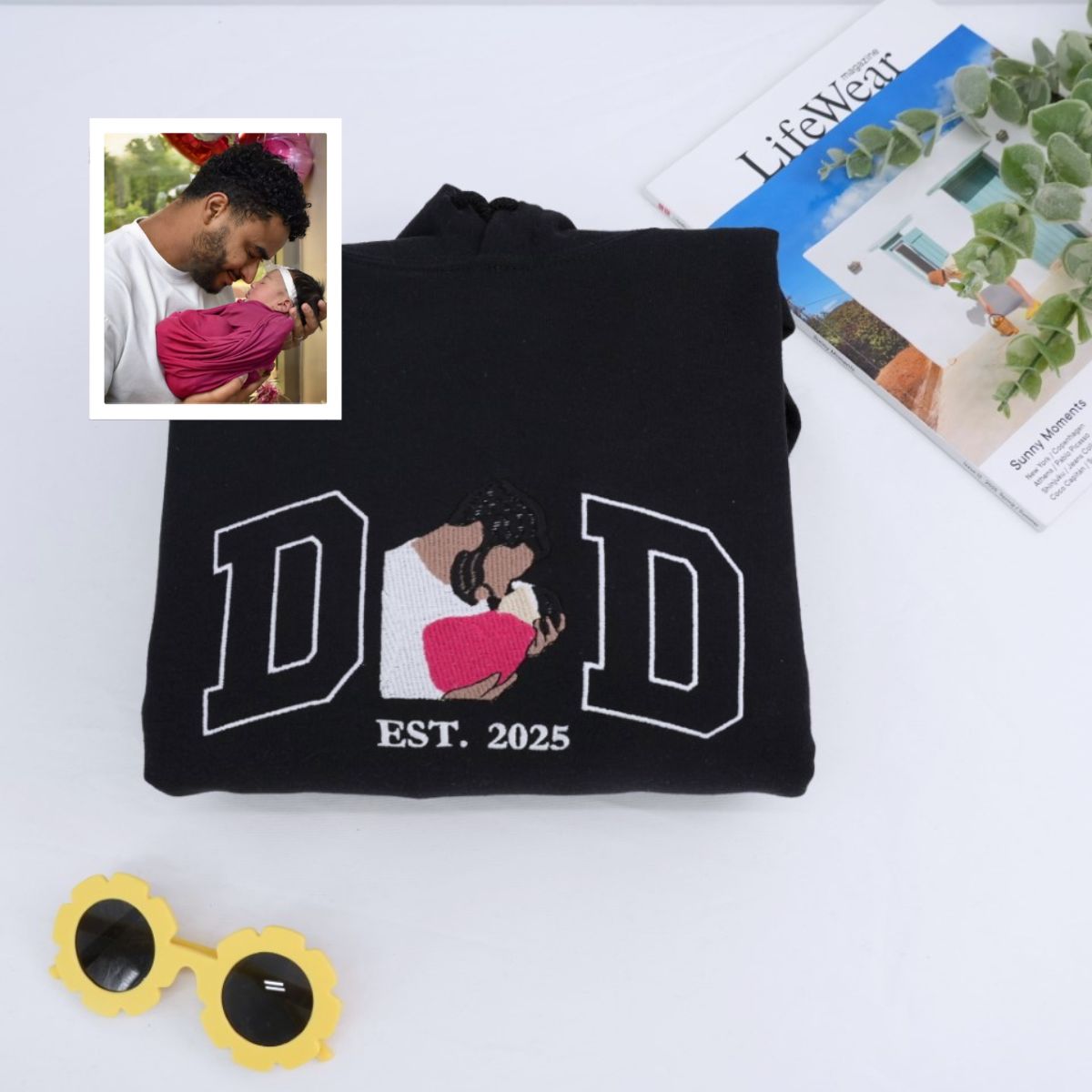 Established Dad Embroidered Hoodie - Personalized Father's Day Gift - Custom Year