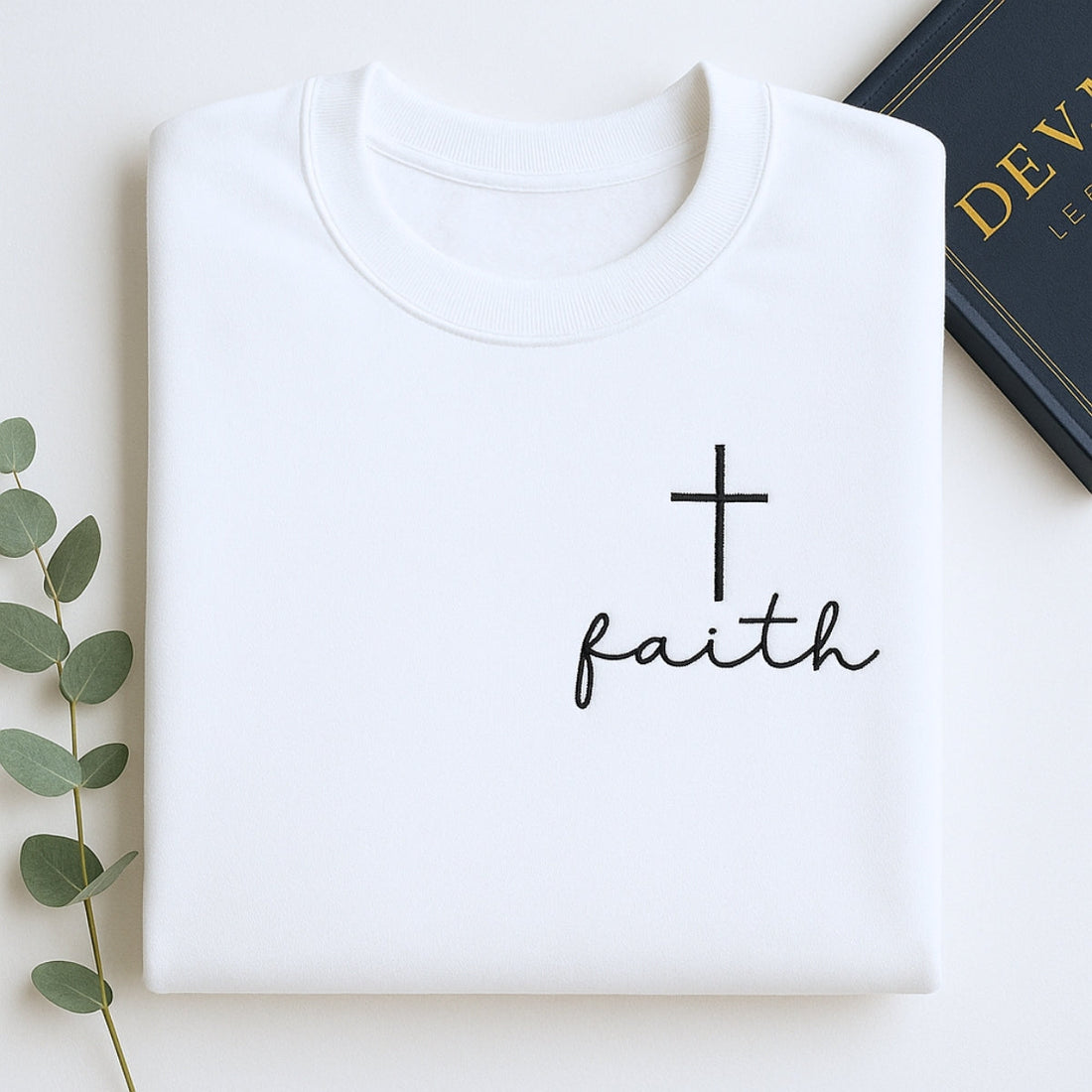 Faith Cross Embroidered Hoodie - Personalized Christian Sweatshirt - Religious Gift