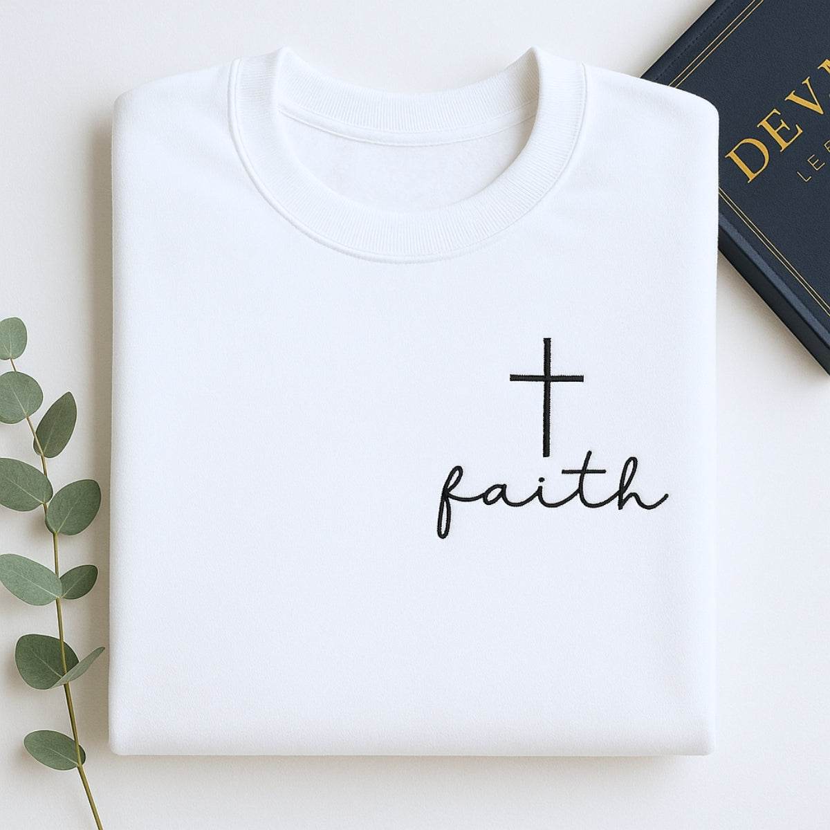 Faith Cross Embroidered Hoodie - Personalized Christian Sweatshirt - Religious Gift