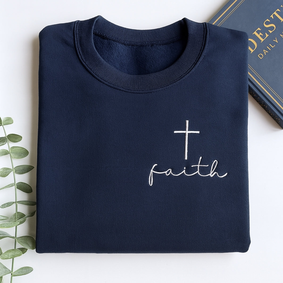 Faith Cross Embroidered Hoodie - Personalized Christian Sweatshirt - Religious Gift