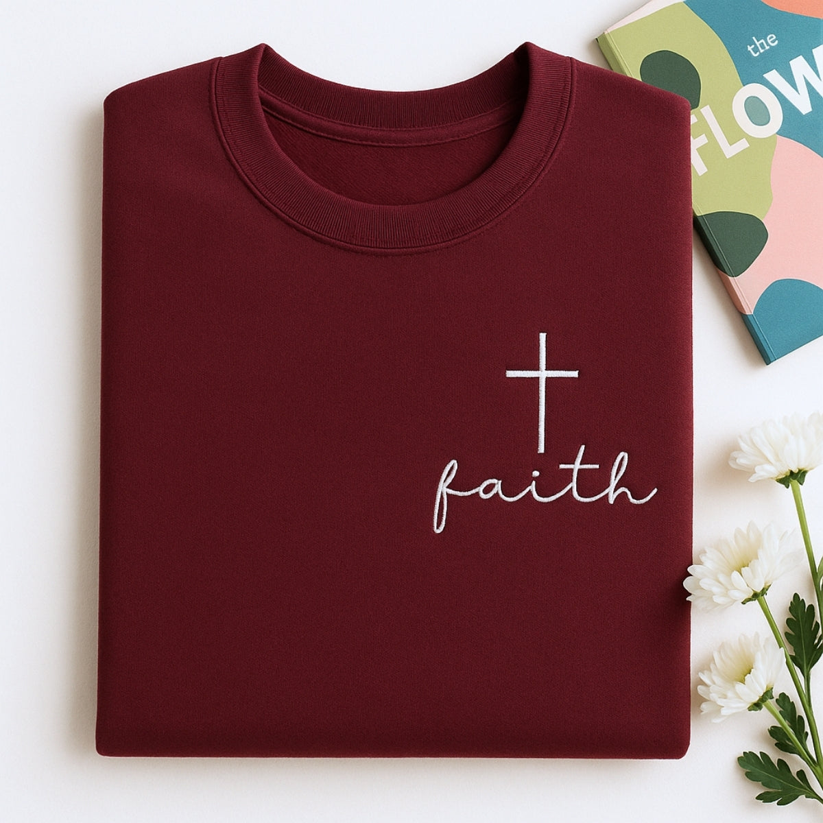 Faith Cross Embroidered Hoodie - Personalized Christian Sweatshirt - Religious Gift