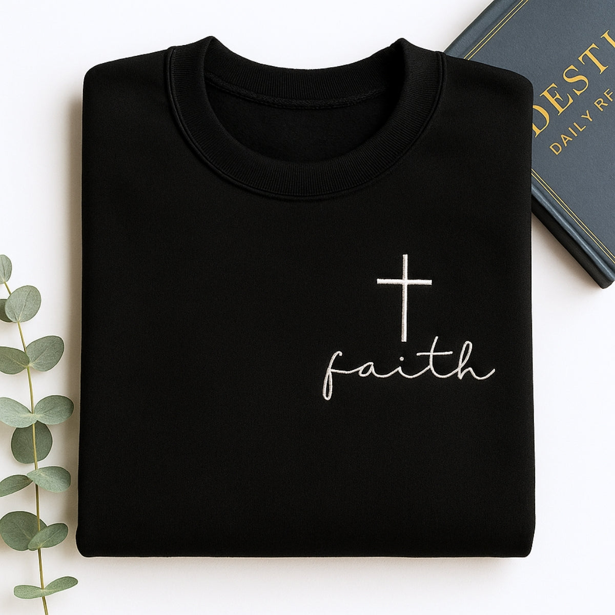 Faith Cross Embroidered Hoodie - Personalized Christian Sweatshirt - Religious Gift