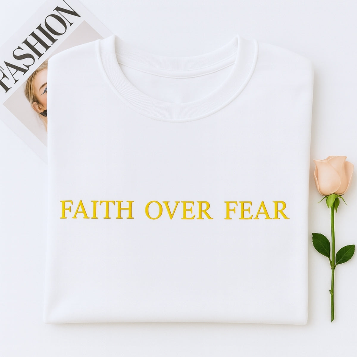 Faith Over Fear Embroidered Hoodie - Christian Sweatshirt - Inspirational Religious Gift