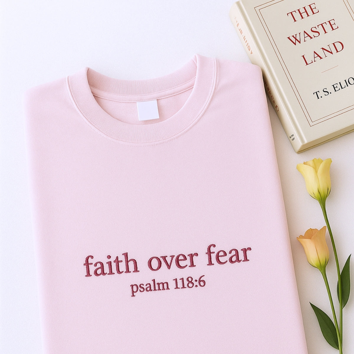 Faith Over Fear Embroidered Sweatshirt - Psalm 1186 Christian Hoodie - Religious Gift