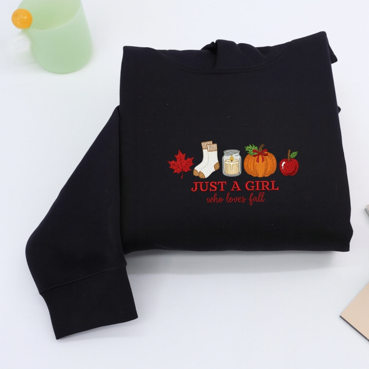 Fall Girl Embroidered Hoodie - Just A Girl Who Loves Fall Sweatshirt - Autumn Gift