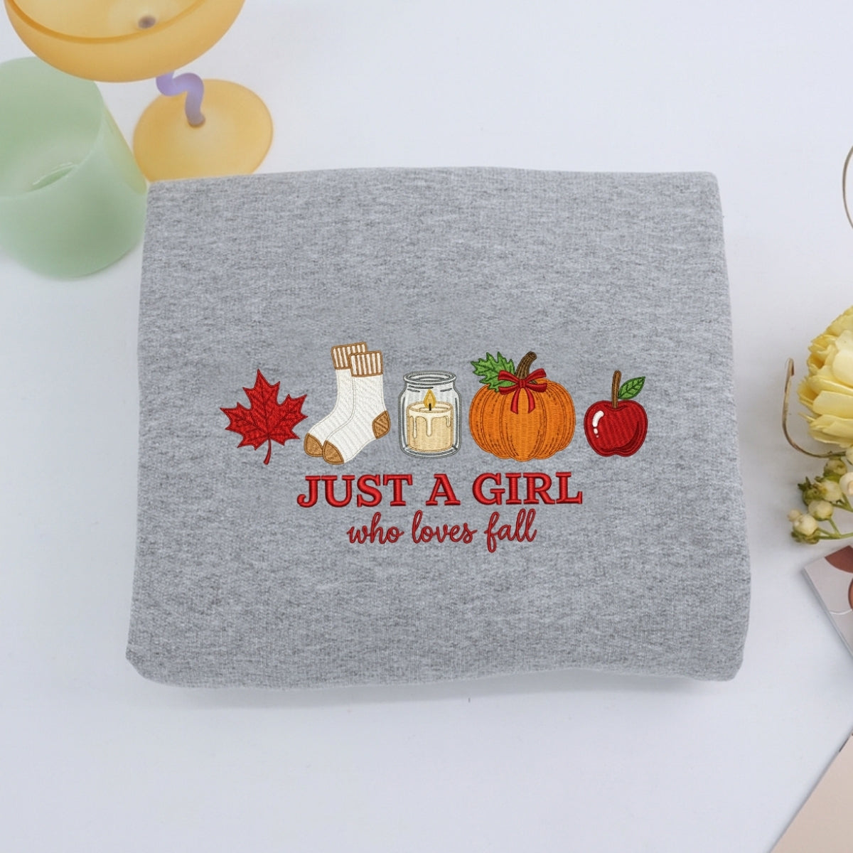 Fall Girl Embroidered Hoodie - Just A Girl Who Loves Fall Sweatshirt - Autumn Gift