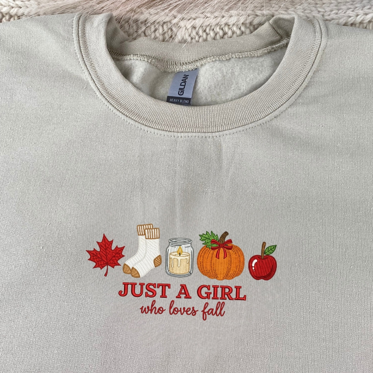 Fall Girl Embroidered Hoodie - Just A Girl Who Loves Fall Sweatshirt - Autumn Gift