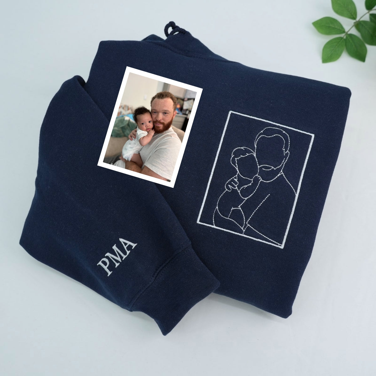 Family Line Art Embroidered Hoodie - Custom Family Portrait Sweatshirt - New Parent Gift