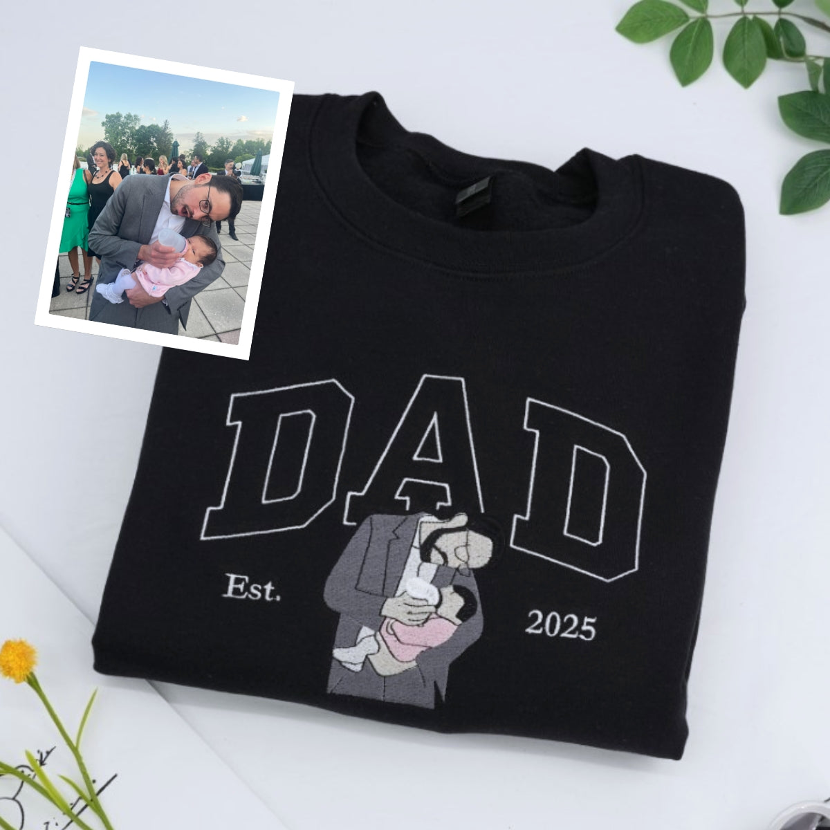 Father Daughters Embroidered Hoodie - Dad & Kids Sweatshirt - Personalized Father's Day Gift