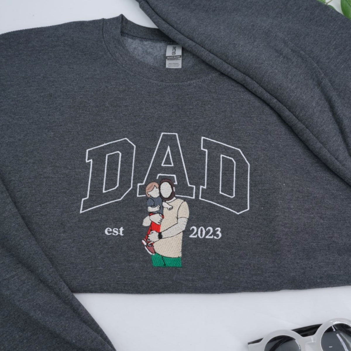 Father Daughters Embroidered Hoodie - Dad & Kids Sweatshirt - Personalized Father's Day Gift