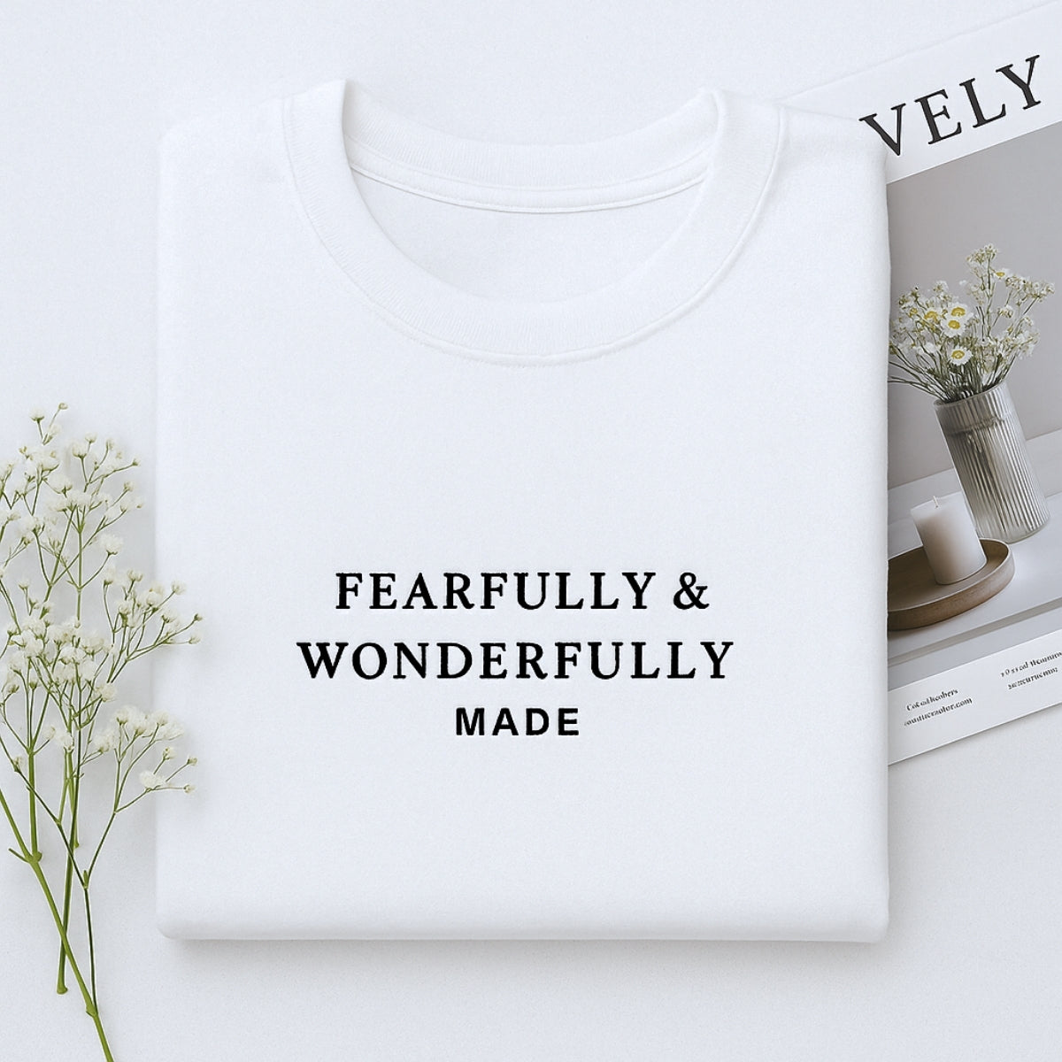 Fearfully Wonderfully Made Custom Embroidered Hoodie - Christian Sweatshirt - Faith Gift