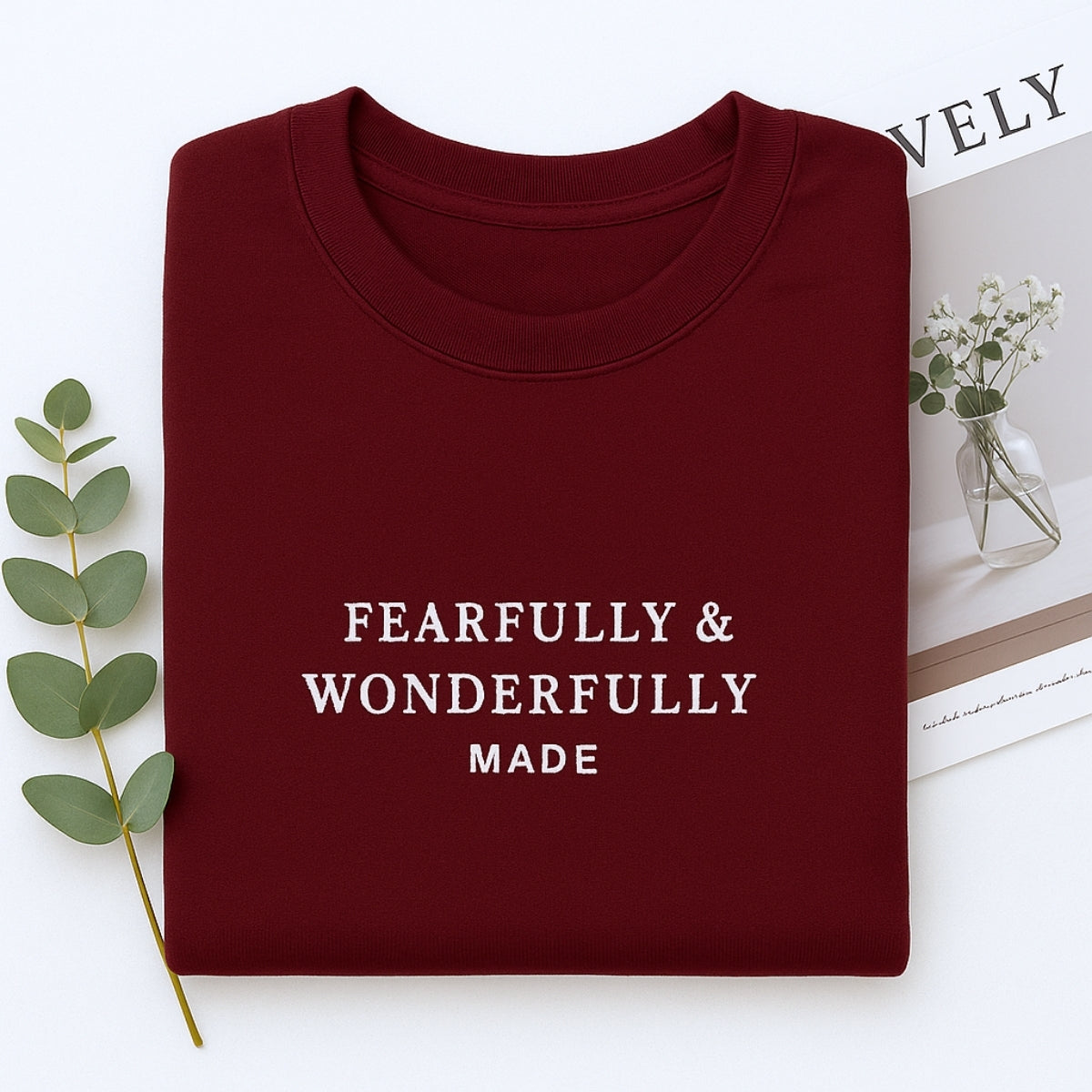 Fearfully Wonderfully Made Custom Embroidered Hoodie - Christian Sweatshirt - Faith Gift