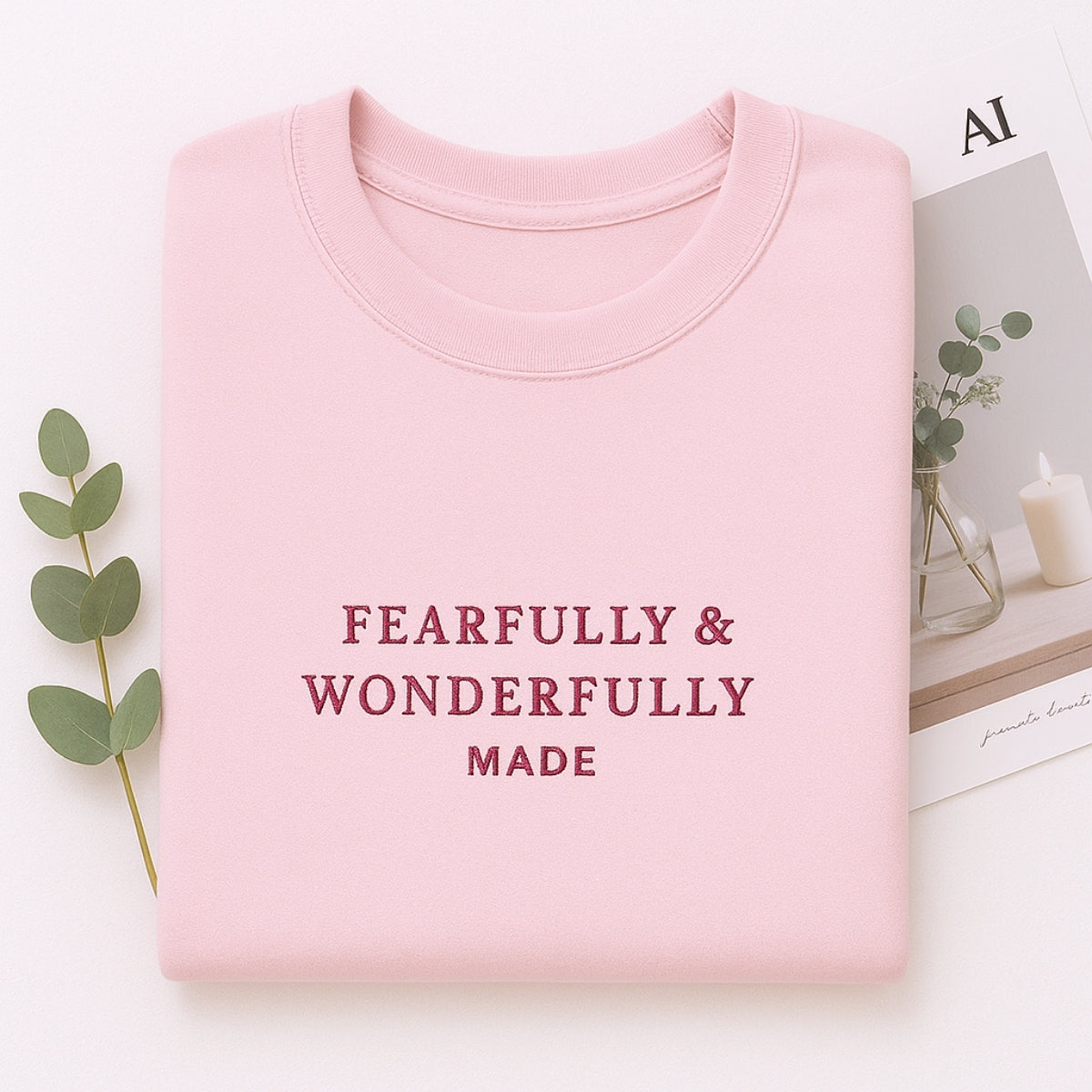 Fearfully Wonderfully Made Custom Embroidered Hoodie - Christian Sweatshirt - Faith Gift