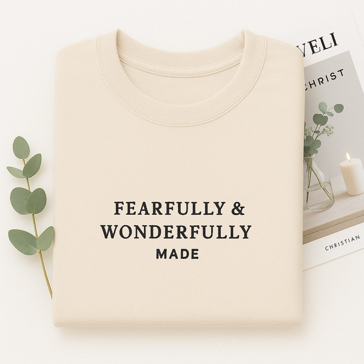 Fearfully Wonderfully Made Custom Embroidered Hoodie - Christian Sweatshirt - Faith Gift