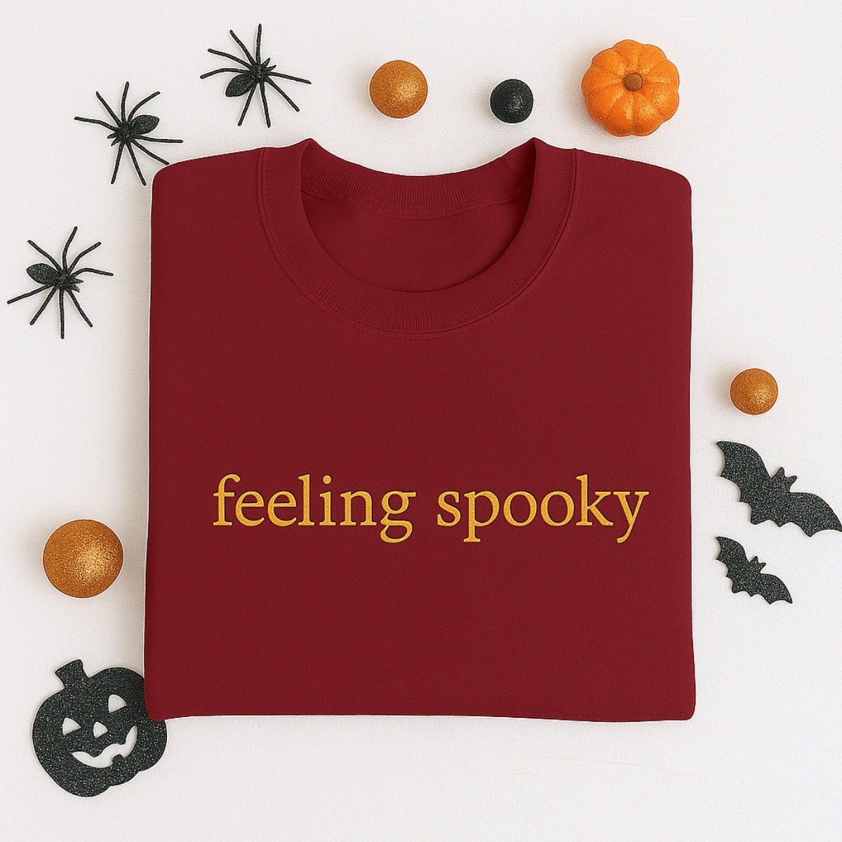 Feeling Spooky Custom Embroidered Sweatshirt - Halloween Apparel - Spooky Season Gift