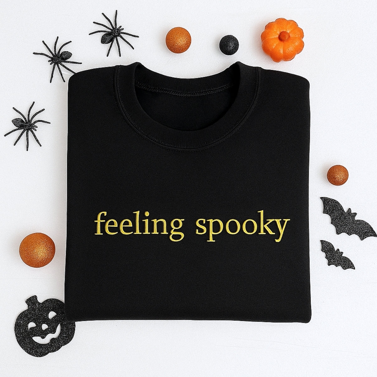 Feeling Spooky Custom Sweaters - Halloween Embroidered Apparel - Perfect Spooky Season Gift