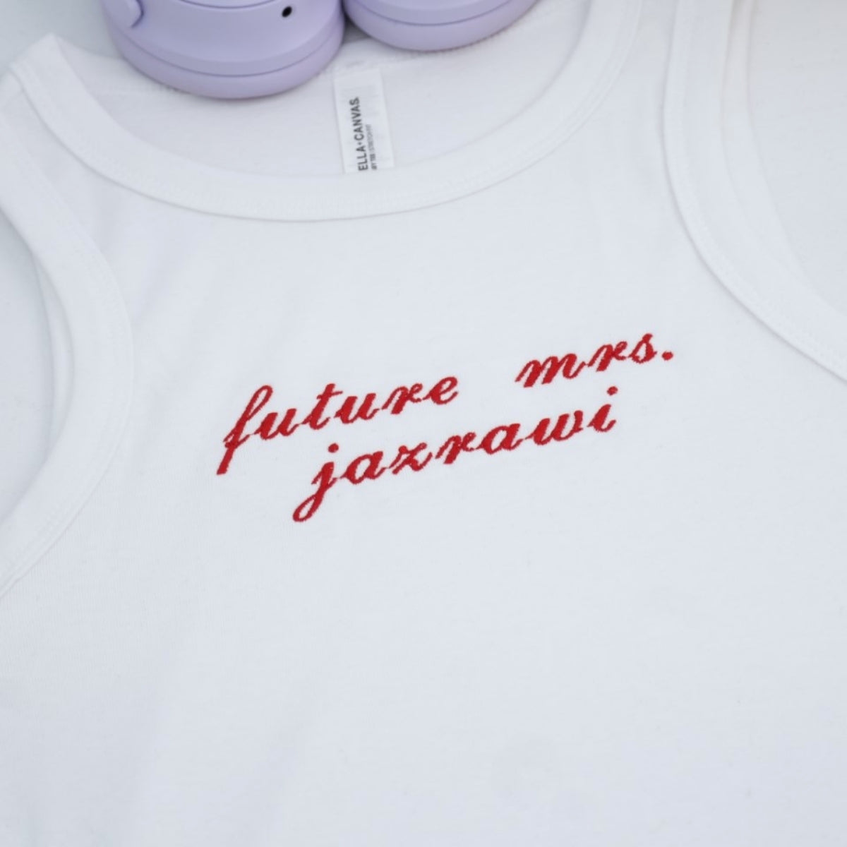 Future Mrs Custom Embroidered Tank Top - Personalized Engagement Apparel - Bridal Gift