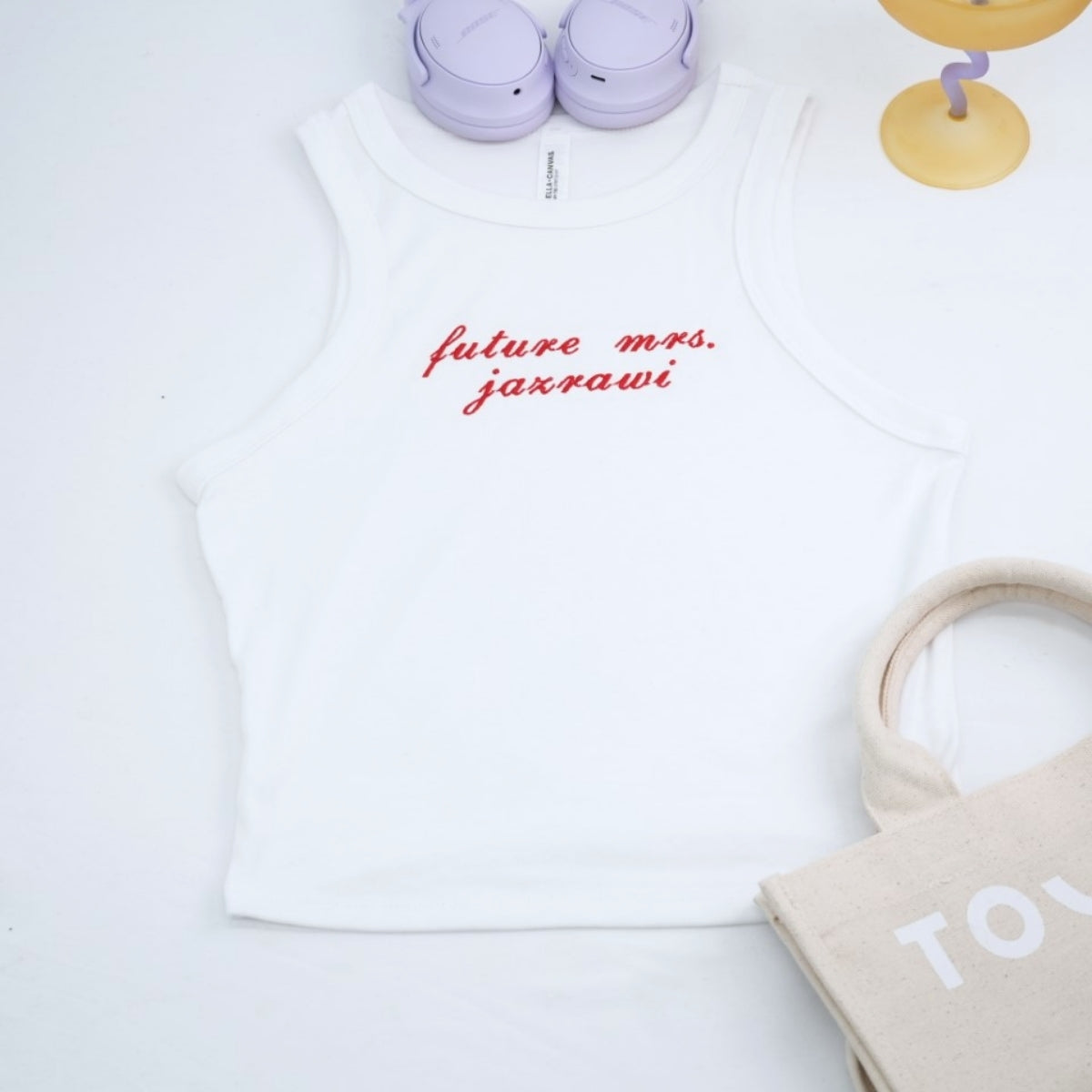 Future Mrs Custom Embroidered Tank Top - Personalized Engagement Apparel - Bridal Gift