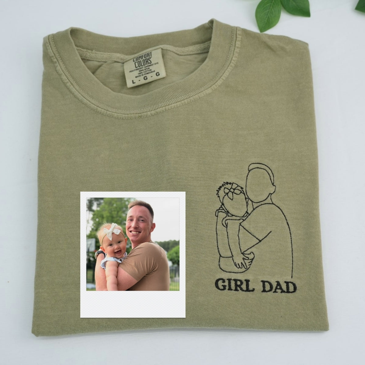 Girl Dad Custom Embroidered T-Shirt - Father Daughter Outline Shirt - Personalized Dad Gift