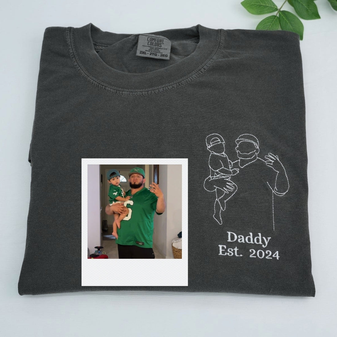 Girl Dad Custom Embroidered T-Shirt - Father Daughter Outline Shirt - Personalized Dad Gift