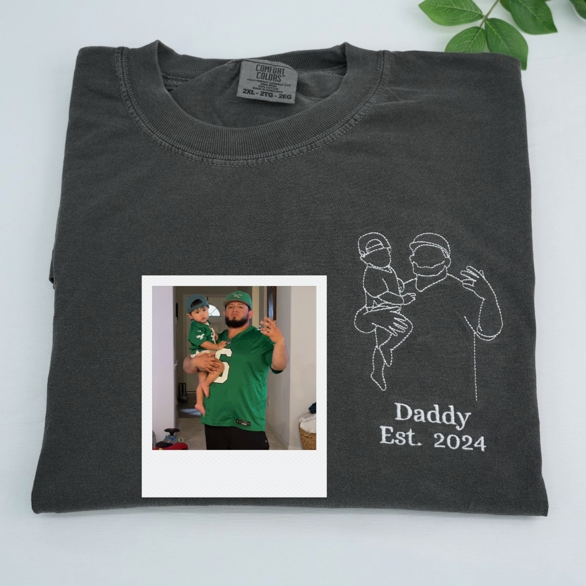 Girl Dad Custom Embroidered T-Shirt - Father Daughter Outline Shirt - Personalized Dad Gift