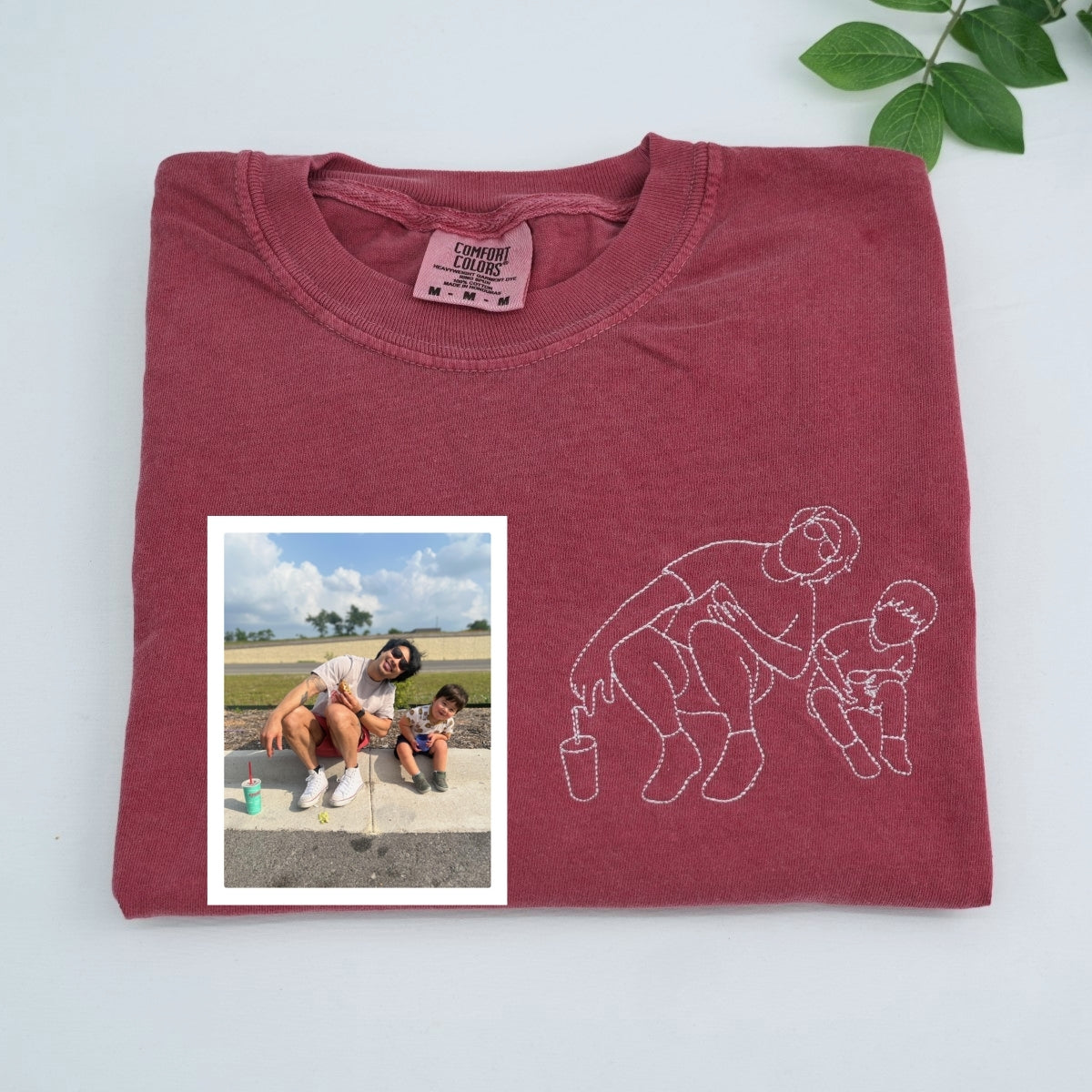 Girl Dad Custom Embroidered T-Shirt - Father Daughter Outline Shirt - Personalized Dad Gift