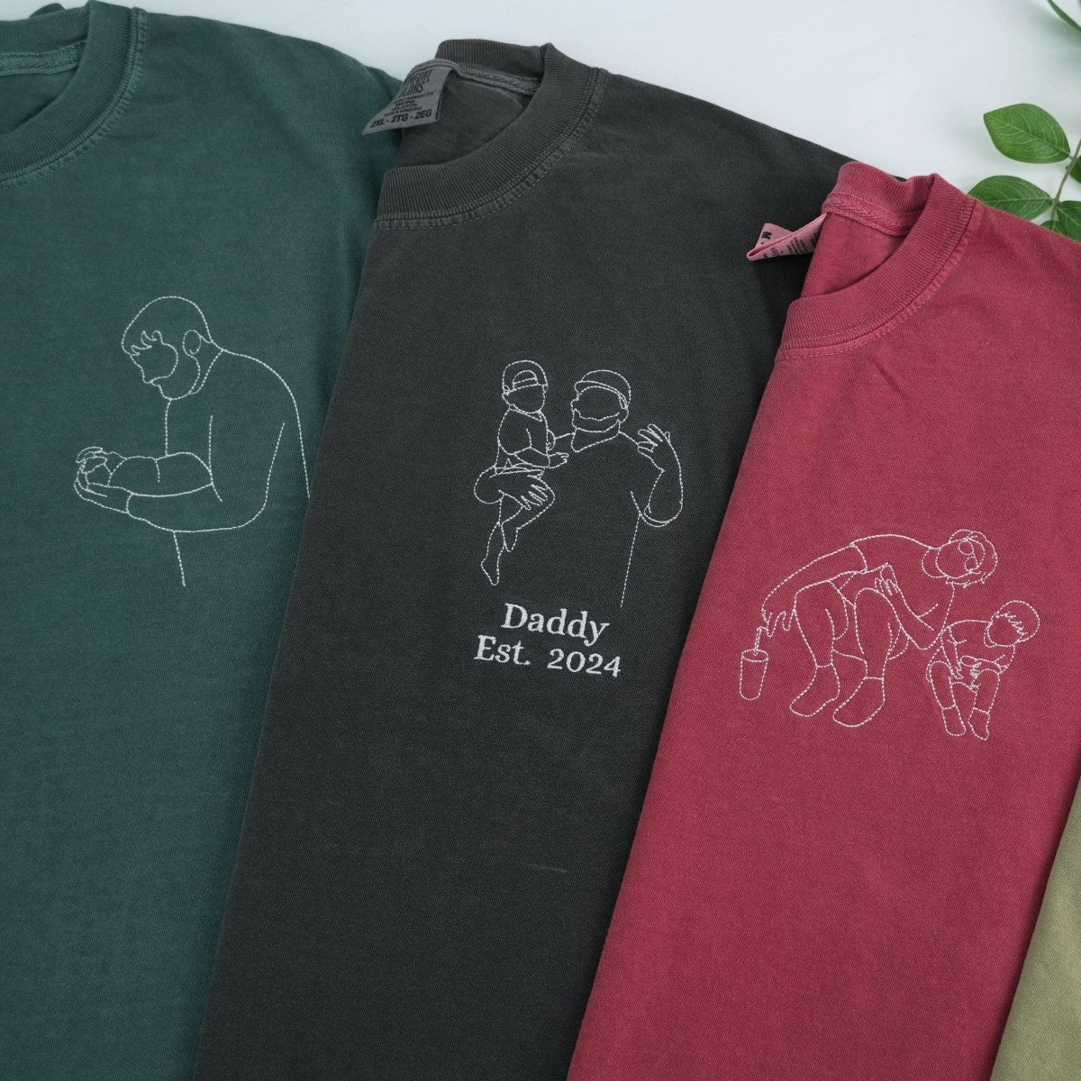 Girl Dad Custom Embroidered T-Shirt - Father Daughter Outline Shirt - Personalized Dad Gift