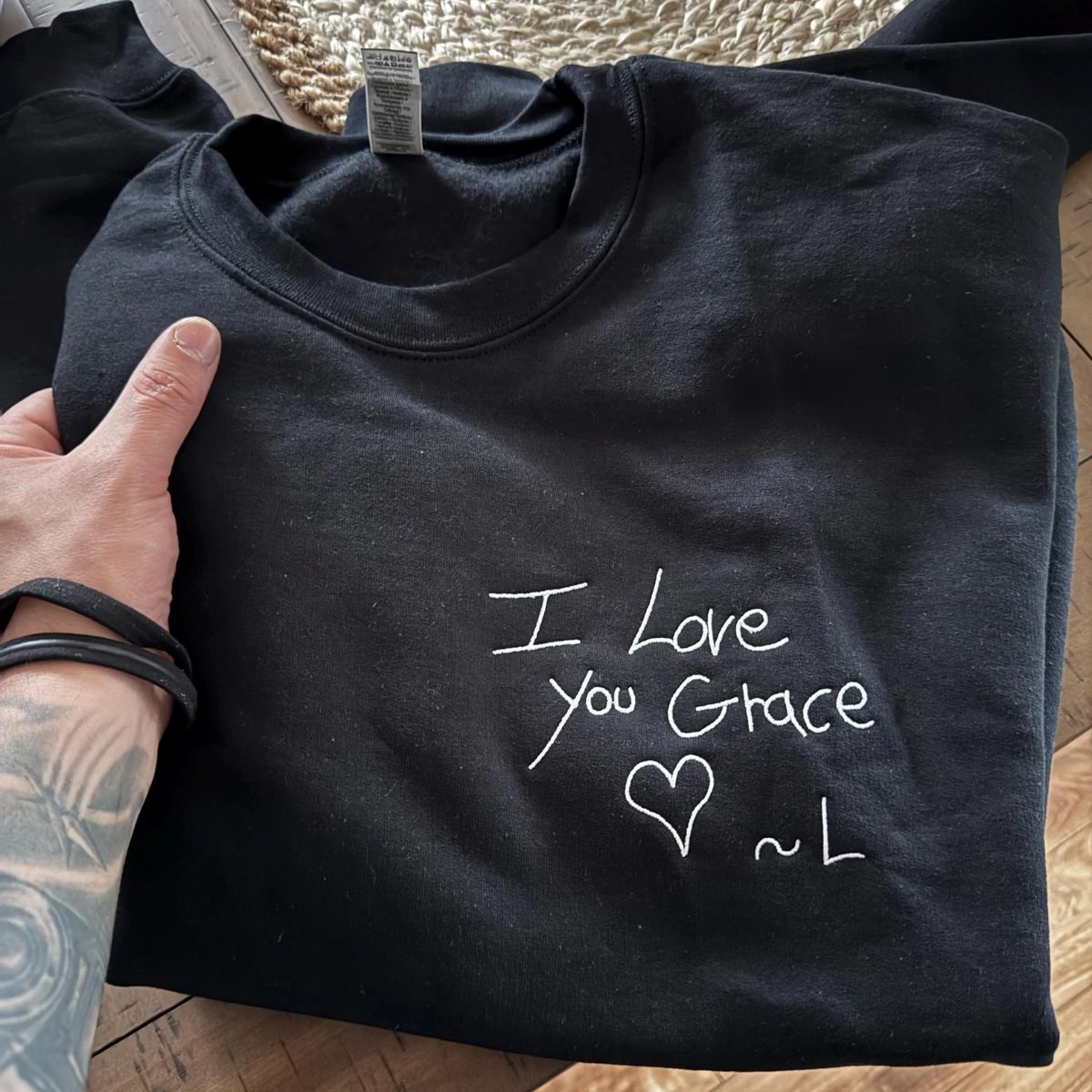 Good Vibes Custom Embroidered Sweatshirt - Child Artwork Embroidery - Personalized Kids Gift