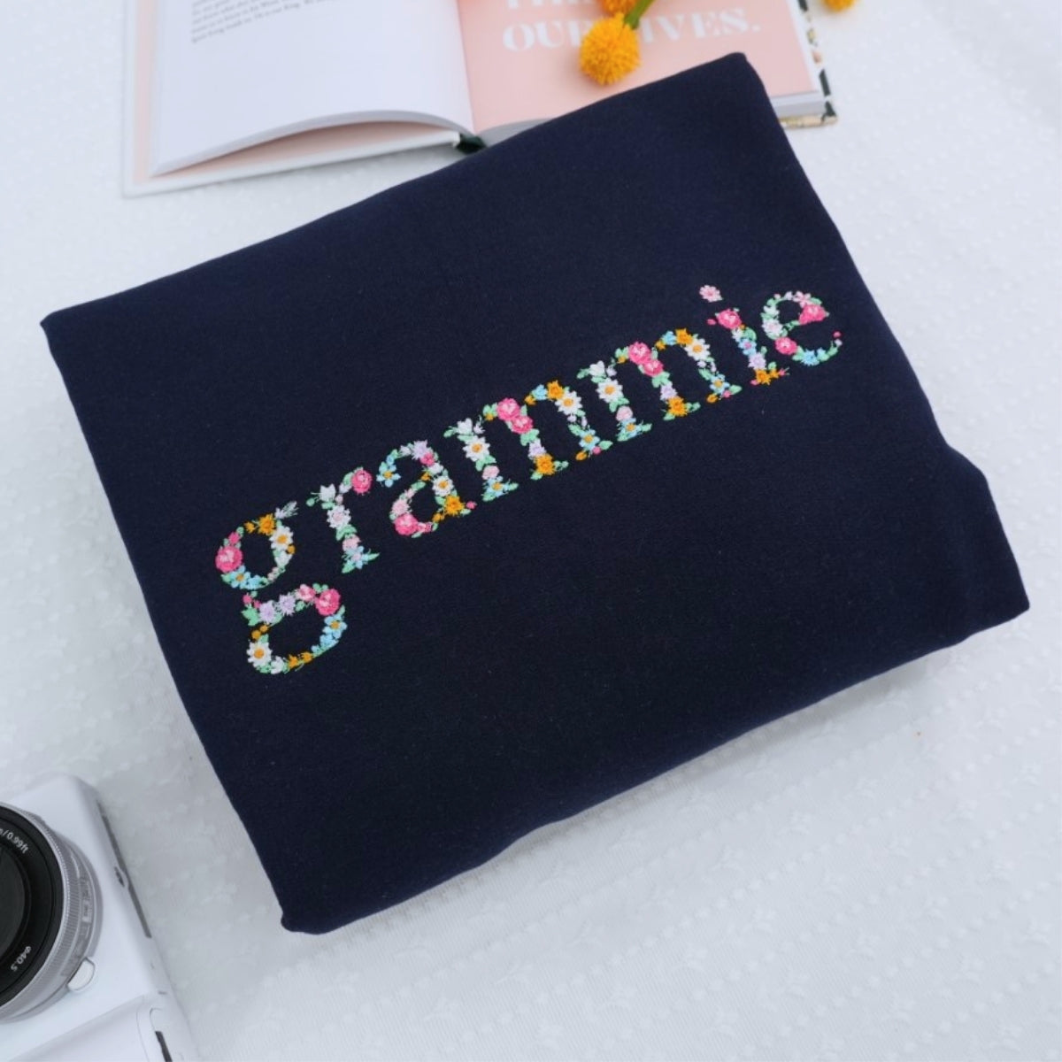 Grammie Custom Embroidered Hoodie - Floral Grandmother Sweatshirt - Mother's Day Gift