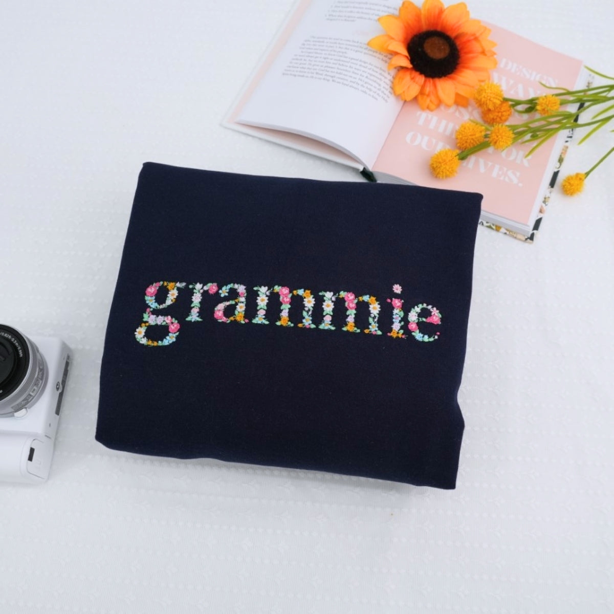 Grammie Custom Embroidered Hoodie - Floral Grandmother Sweatshirt - Mother's Day Gift