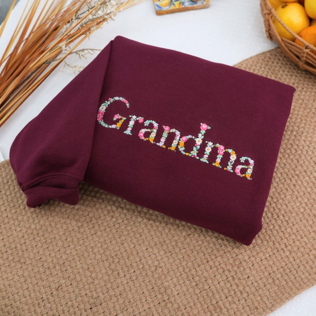 Grammie Custom Embroidered Hoodie - Floral Grandmother Sweatshirt - Mother's Day Gift
