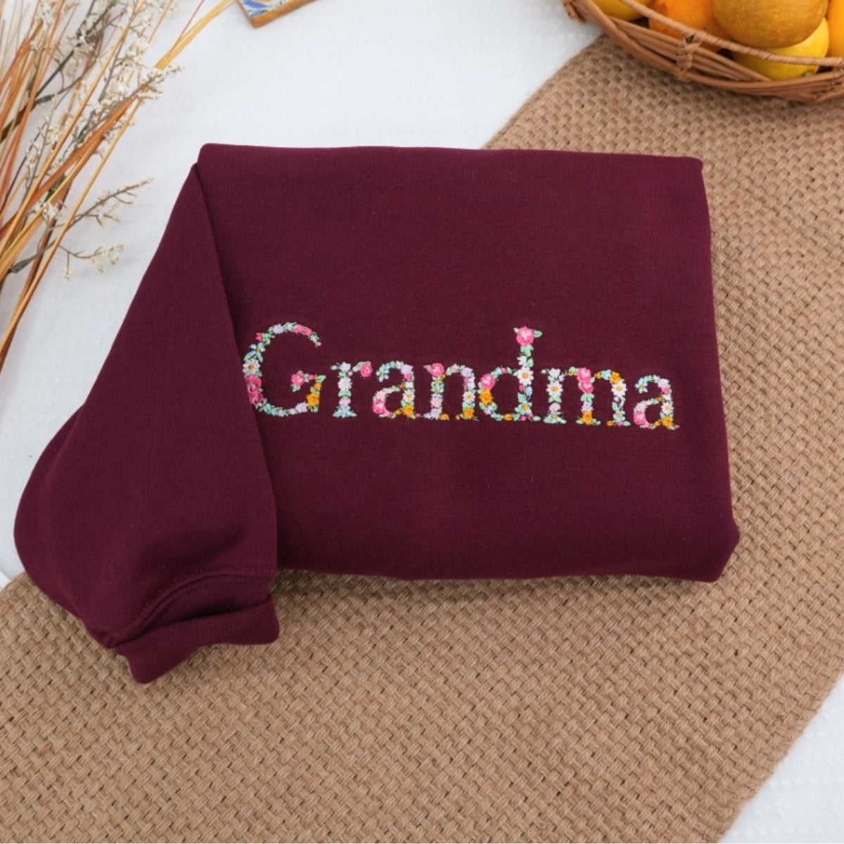 Grammie Custom Embroidered Hoodie - Floral Grandmother Sweatshirt - Mother's Day Gift