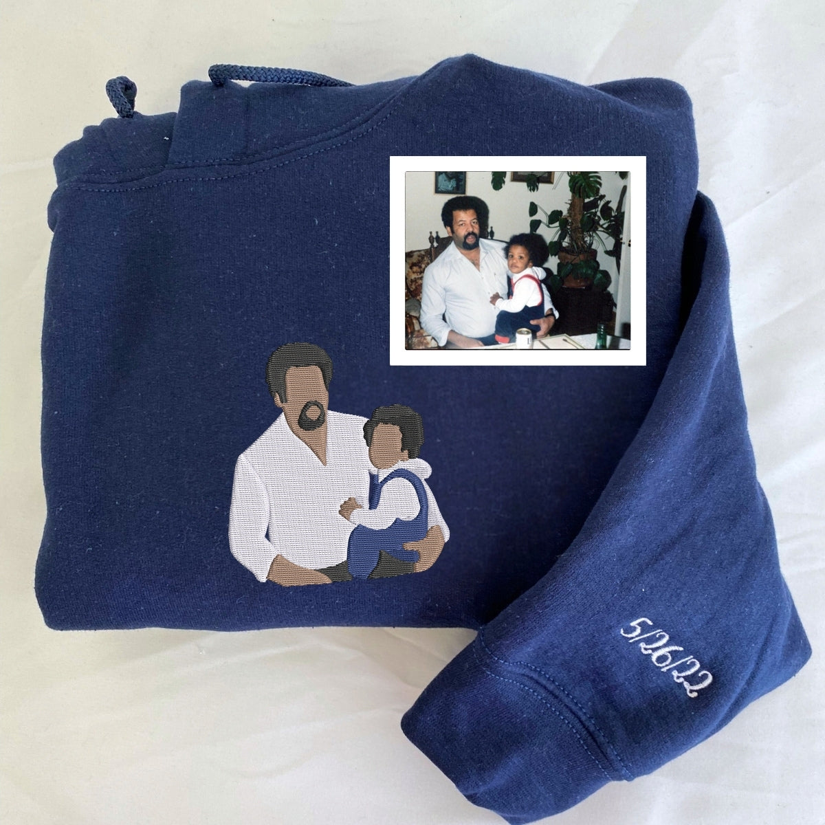 Grandfather Memorial Custom Embroidered Hoodie - Photo Memory Sweatshirt - Keepsake Gift
