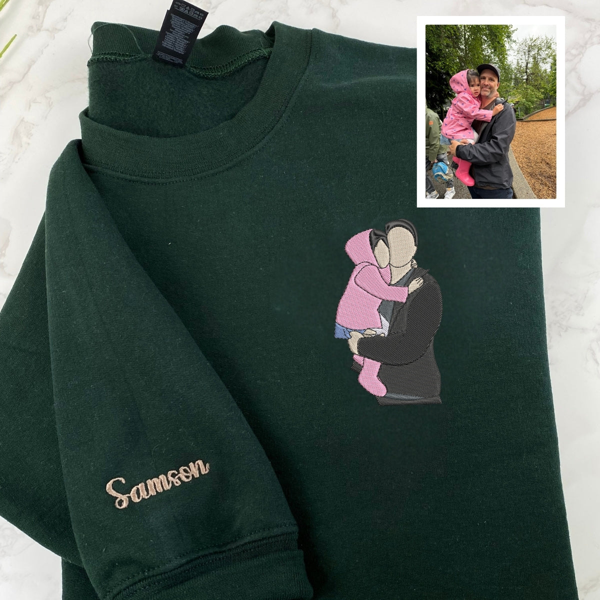 Grandfather Memorial Custom Embroidered Hoodie - Photo Memory Sweatshirt - Keepsake Gift