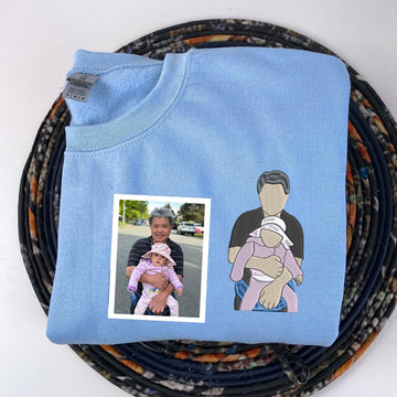 Grandfather Photo Custom Embroidered Hoodie - Memory Sweatshirt - Personalized Father's Day Gift