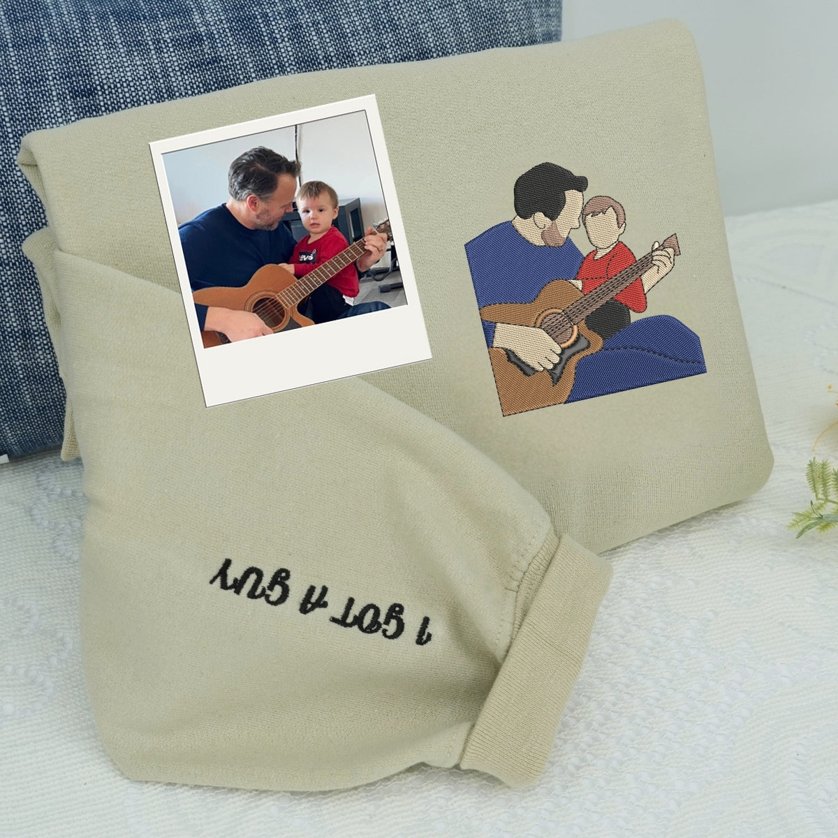 Grandfather Photo Custom Embroidered Hoodie - Memory Sweatshirt - Personalized Father's Day Gift