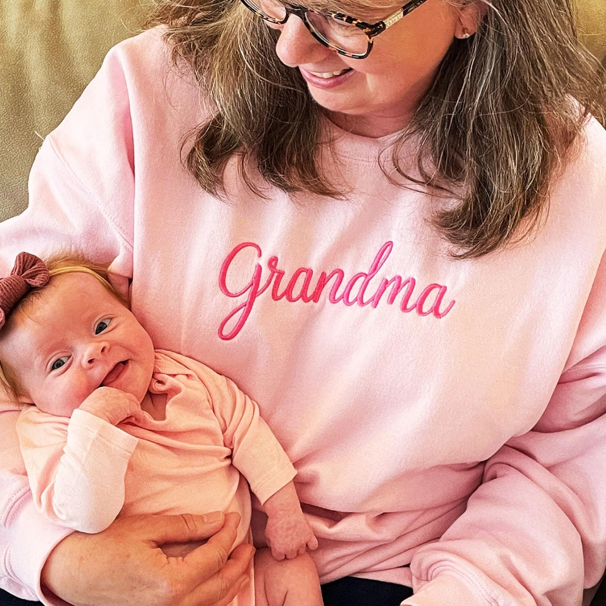 Grandma Christmas Custom Embroidered Sweatshirt - Grandchildren Names - Holiday Gift