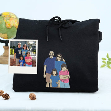 Grandma Custom Embroidered Hoodie - Family Portrait Sweatshirt - Personalized Grandmother Gift