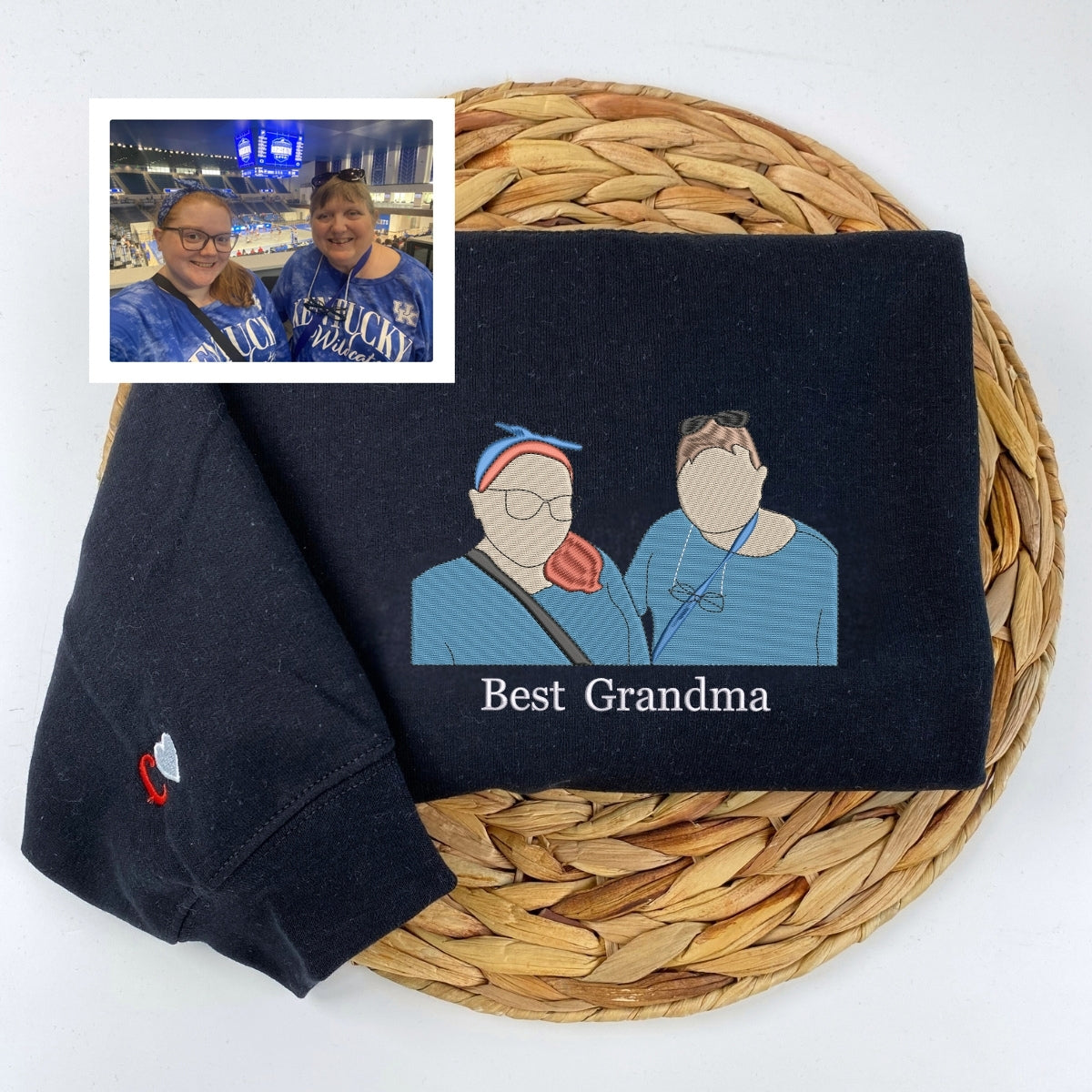 Grandma Family Portrait Custom Embroidered Hoodie - Personalized Sweatshirt - Grandmother Gift
