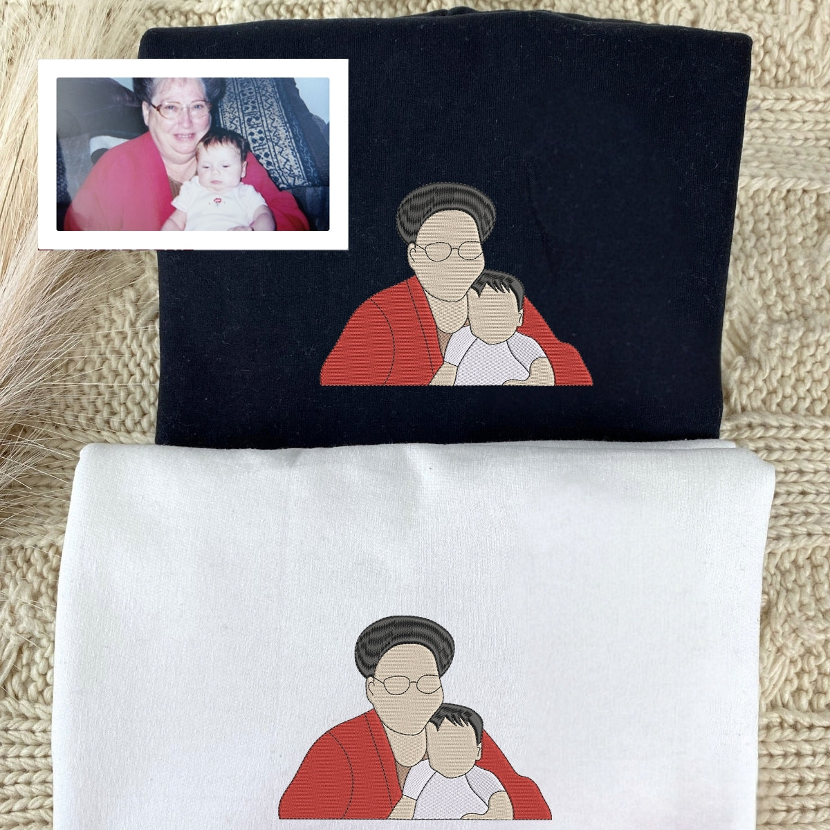 Grandma Family Portrait Custom Embroidered Hoodie - Personalized Sweatshirt - Grandmother Gift