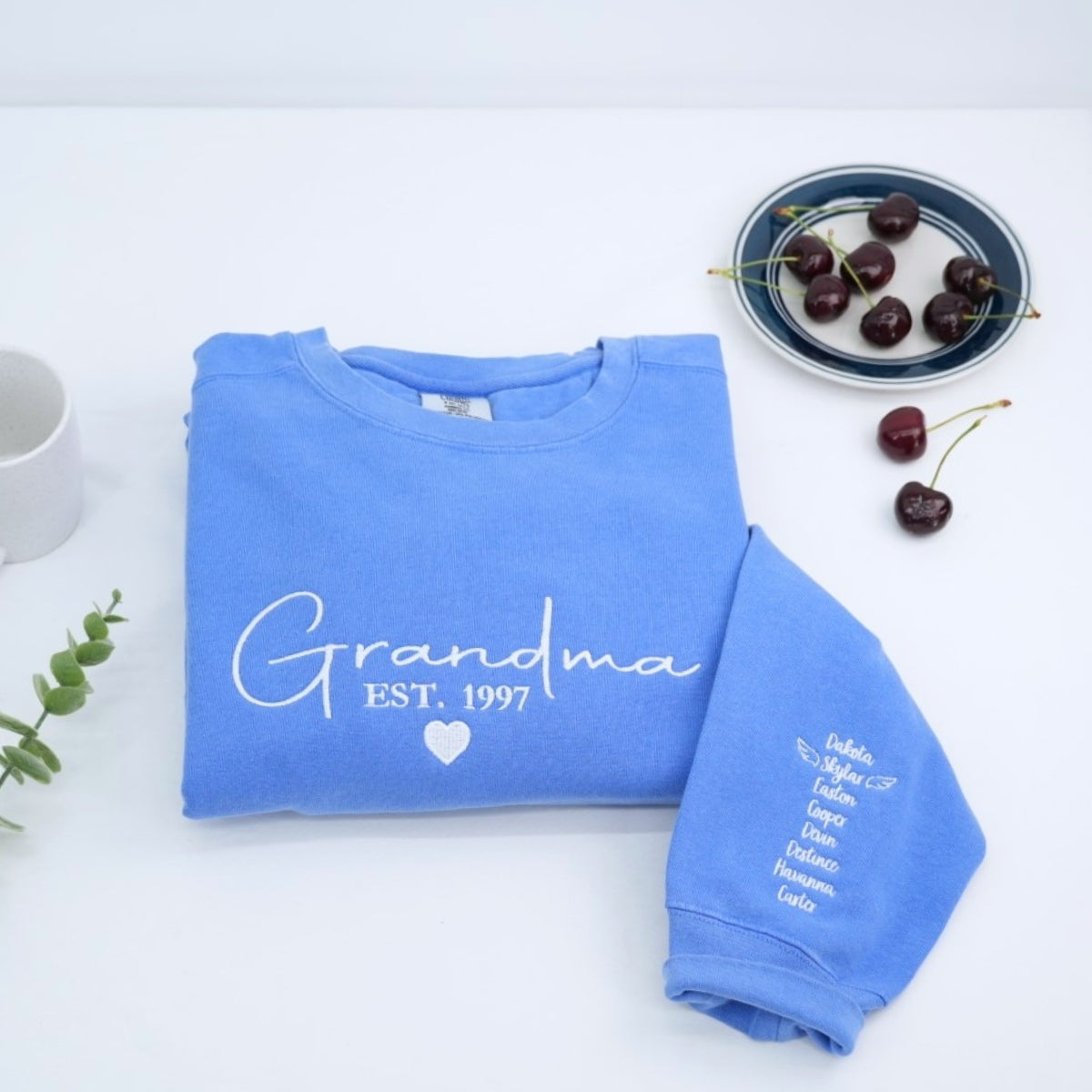 Grandchildren Names Custom Embroidered Hoodie - Personalized Grandma Gift