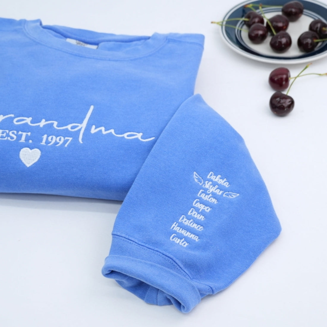 Grandchildren Names Custom Embroidered Hoodie - Personalized Grandma Gift