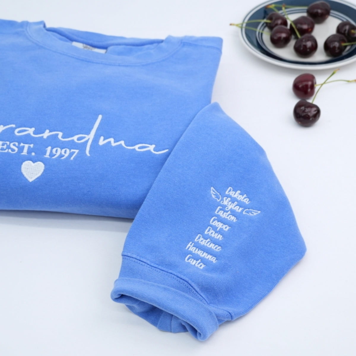Grandchildren Names Custom Embroidered Hoodie - Personalized Grandma Gift