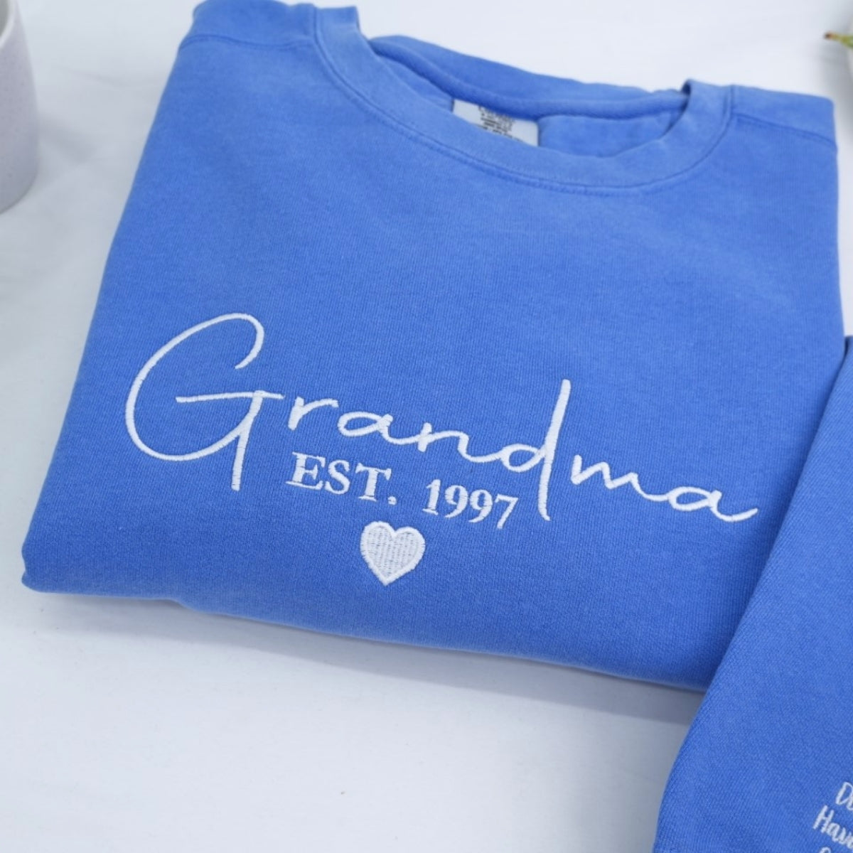 Grandchildren Names Custom Embroidered Hoodie - Personalized Grandma Gift