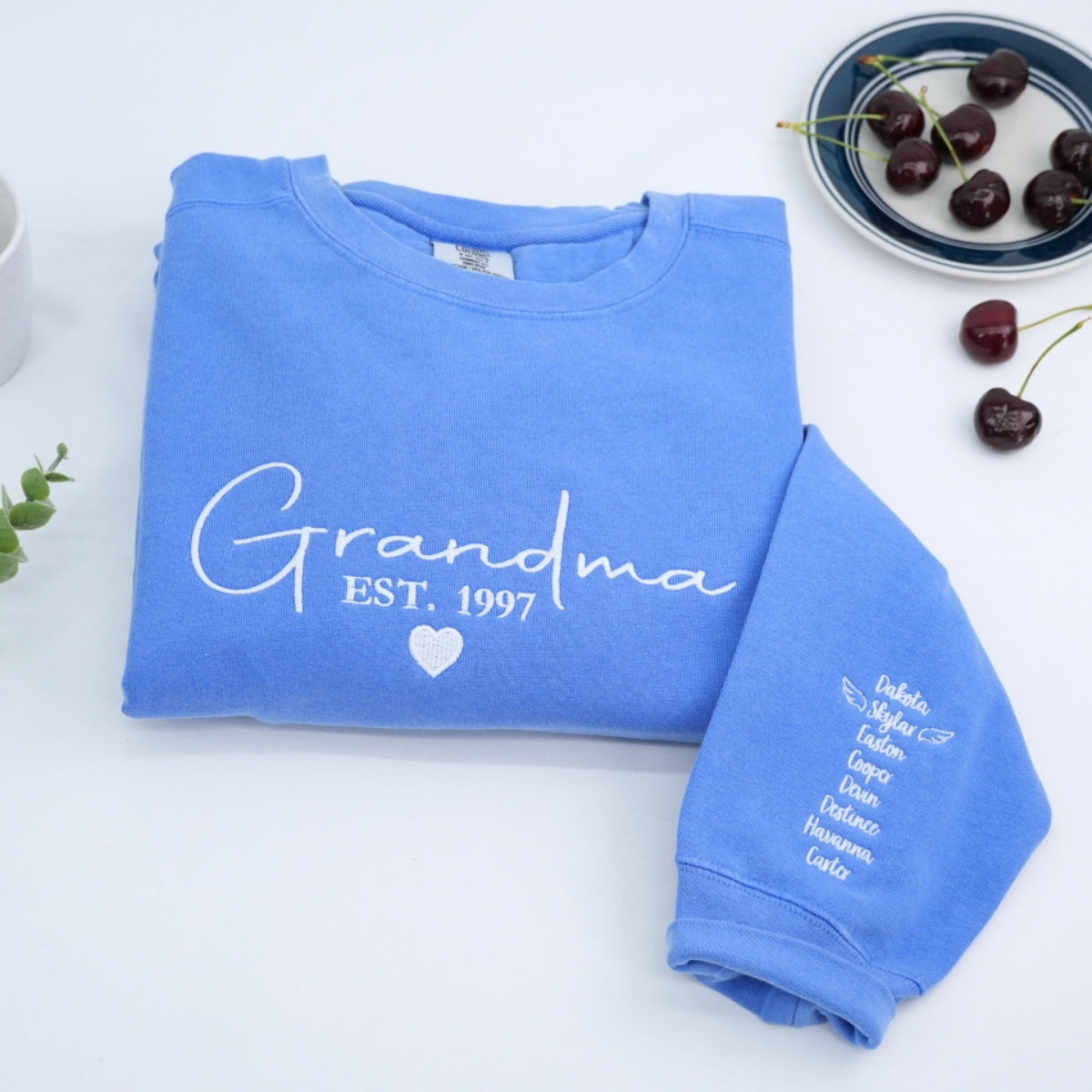Grandchildren Names Custom Embroidered Hoodie - Personalized Grandma Gift