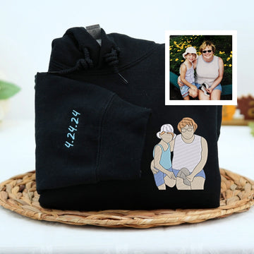 Photo Embroidered Memory Sweatshirt - Custom Grandma Hoodie - Personalized Date Gift