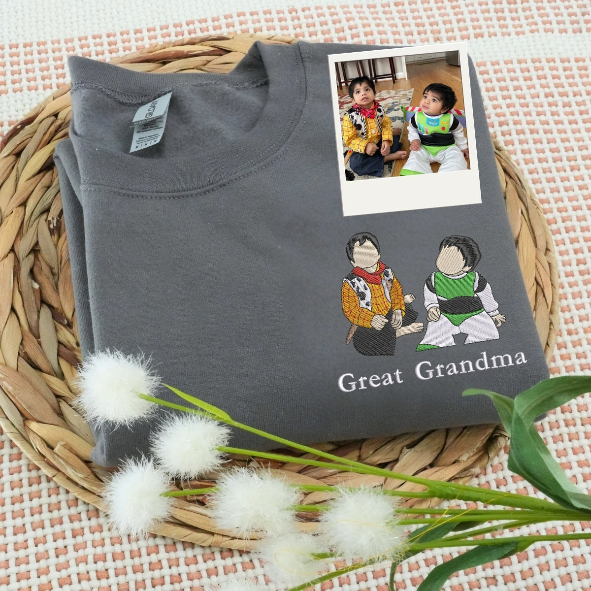Photo Embroidered Memory Sweatshirt - Custom Grandma Hoodie - Personalized Date Gift