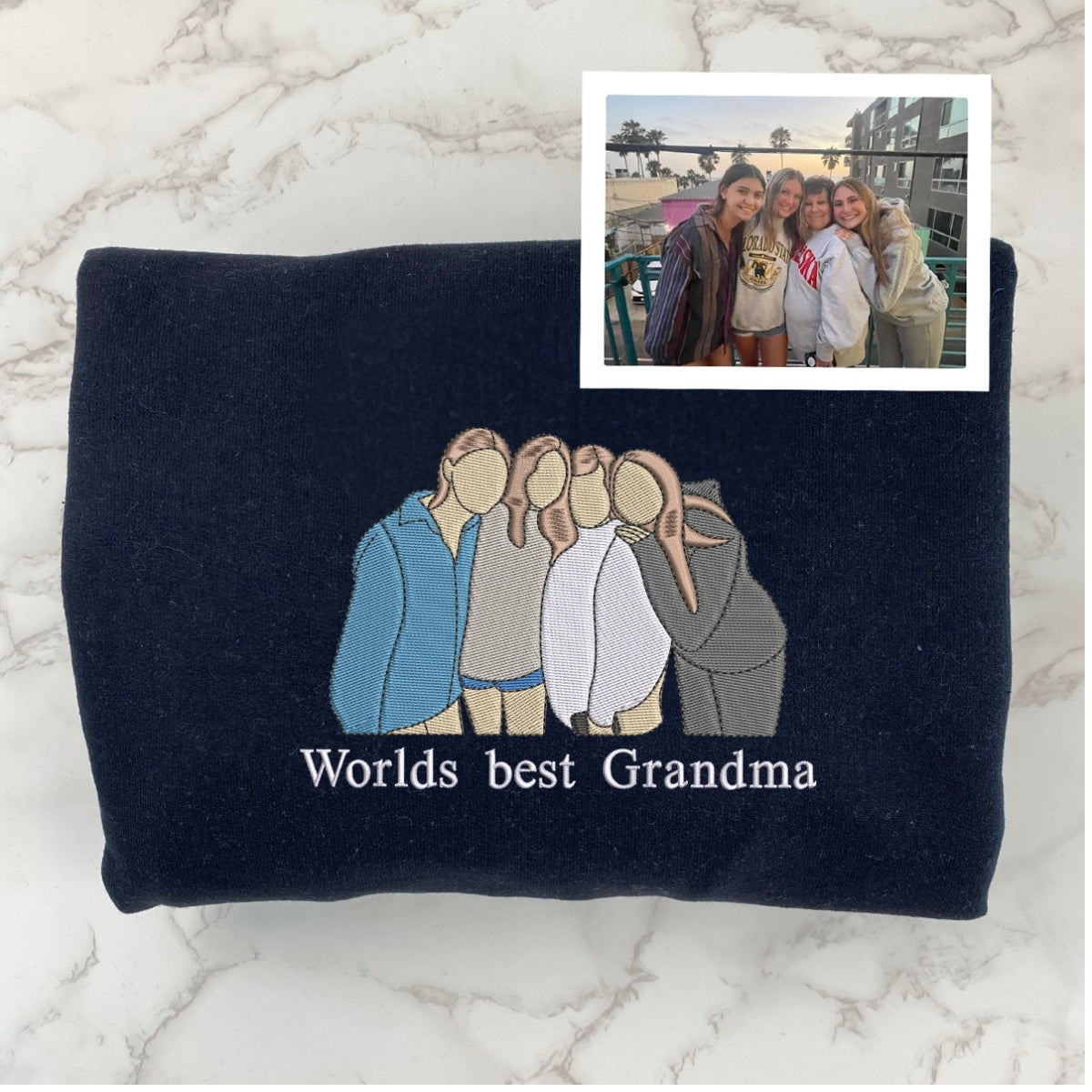 Kids Photo Embroidered Sweatshirt - Custom Grandma Hoodie - Perfect Grandmother Gift