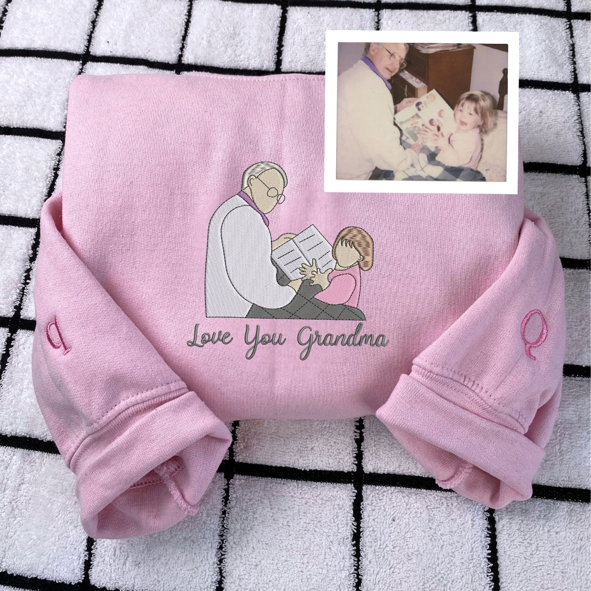 Kids Photo Embroidered Sweatshirt - Custom Grandma Hoodie - Perfect Grandmother Gift