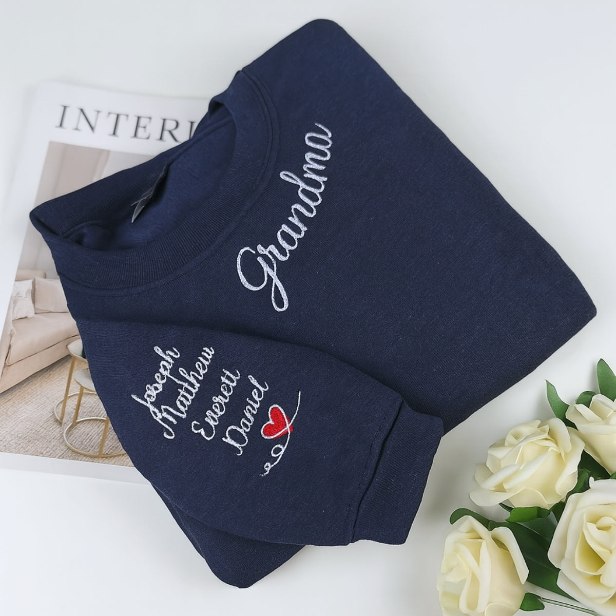 Grandchildren Names Custom Embroidered Sweatshirt - Personalized Grandma - Mother's Day Gift